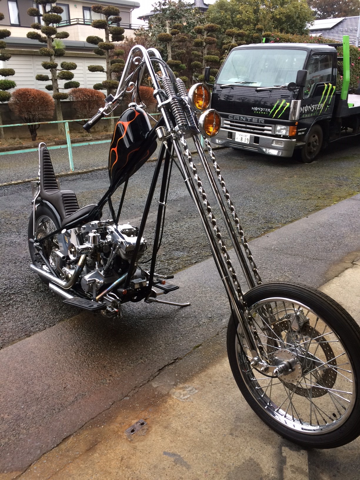 ハーレーカスタム例]ショベルリジット ロングフォークチョッパー