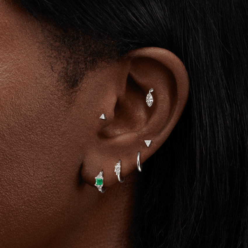 Floating Marquise Diamond Charm Threaded Stud Earring – MARIA TASH
