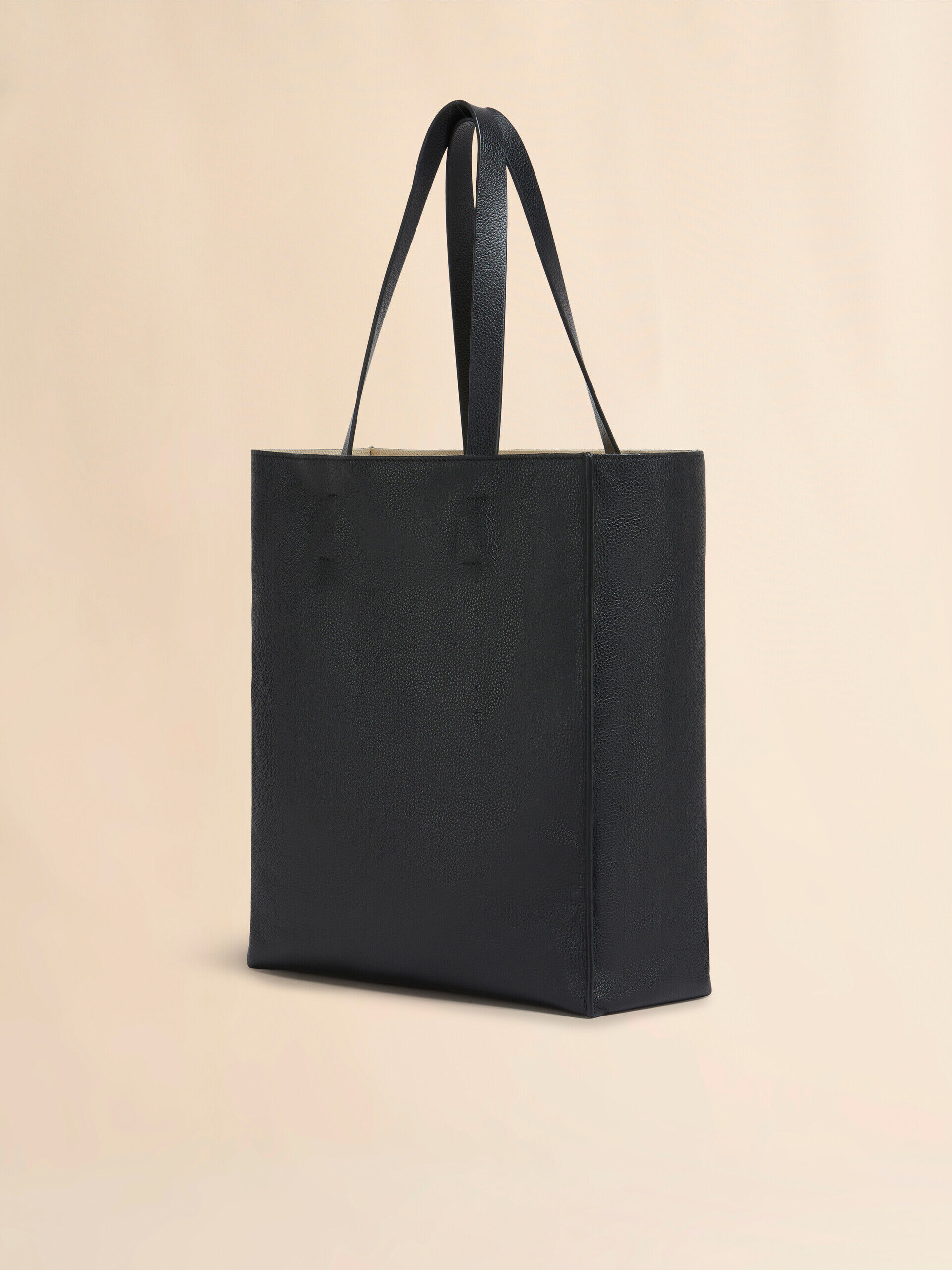 Black leather Museo Soft Tote large with Marni Symbol embroidery