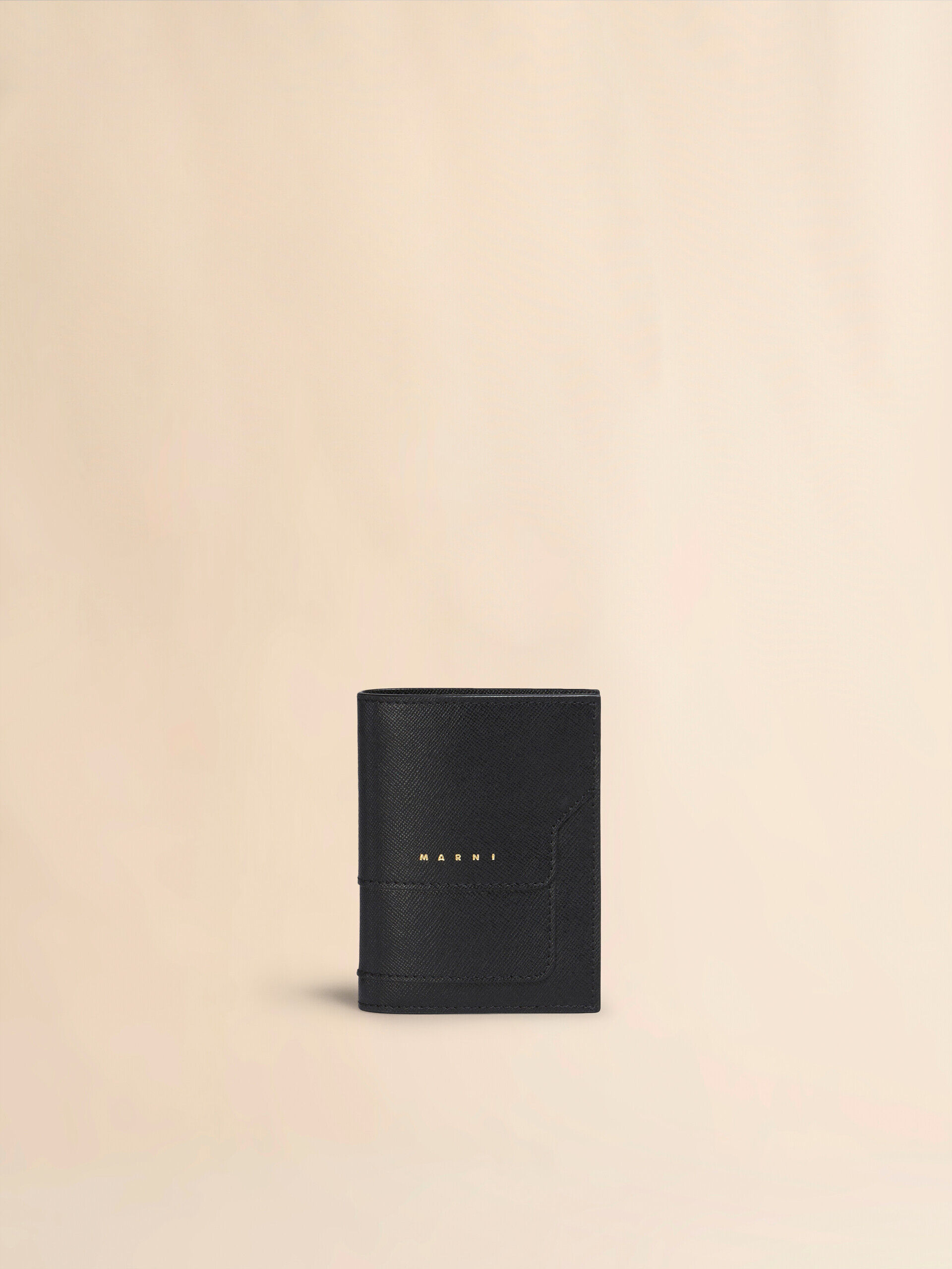 ブラック サフィアーノレザー製 二つ折りウォレット | Marni