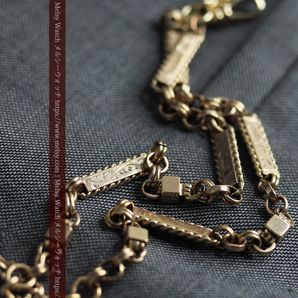 装飾の綺麗なダブルアルバート懐中時計チェーン 立体装飾付き