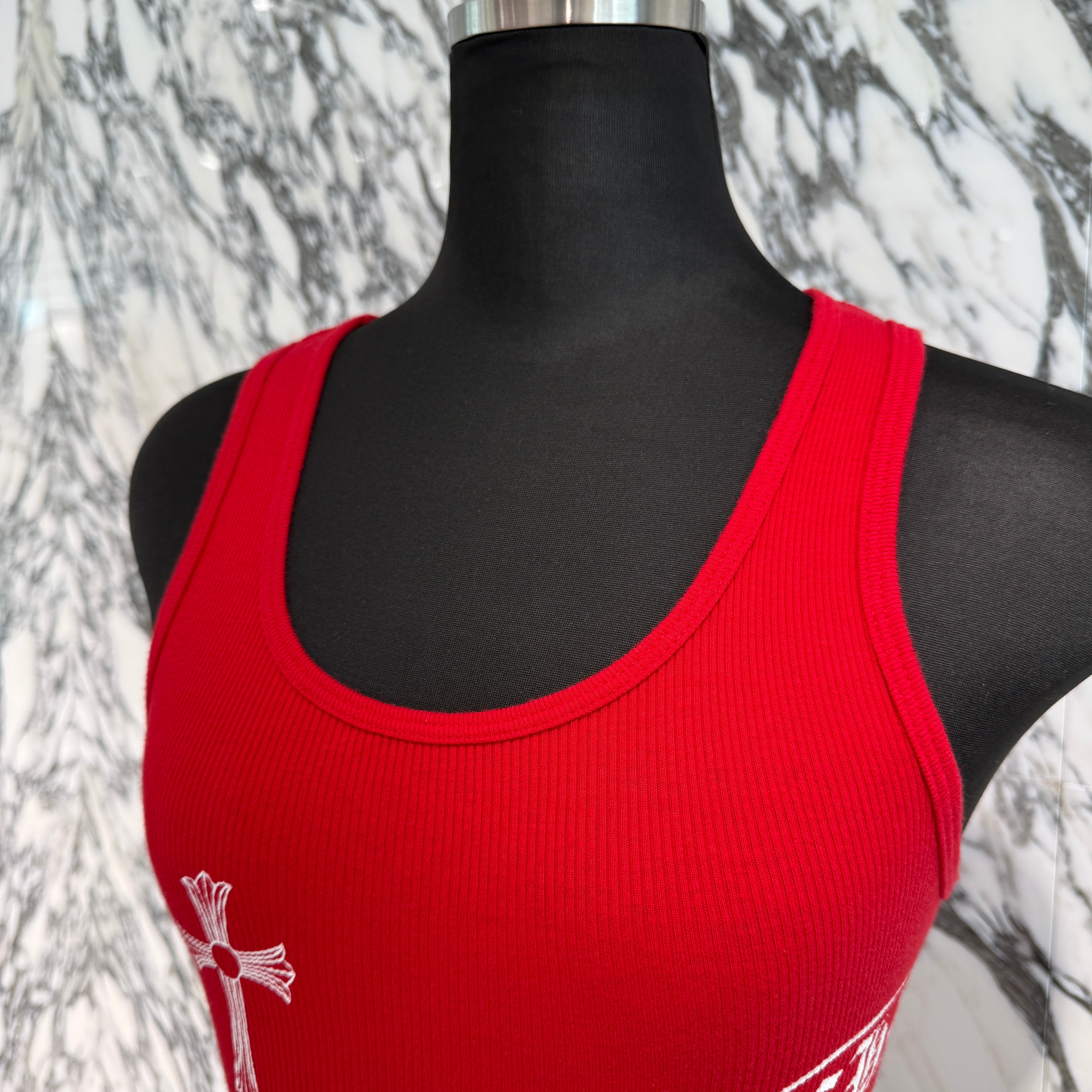 CHROME HEARTS CH Cross Side Vertical Logo Fuck You Tank Top Size M