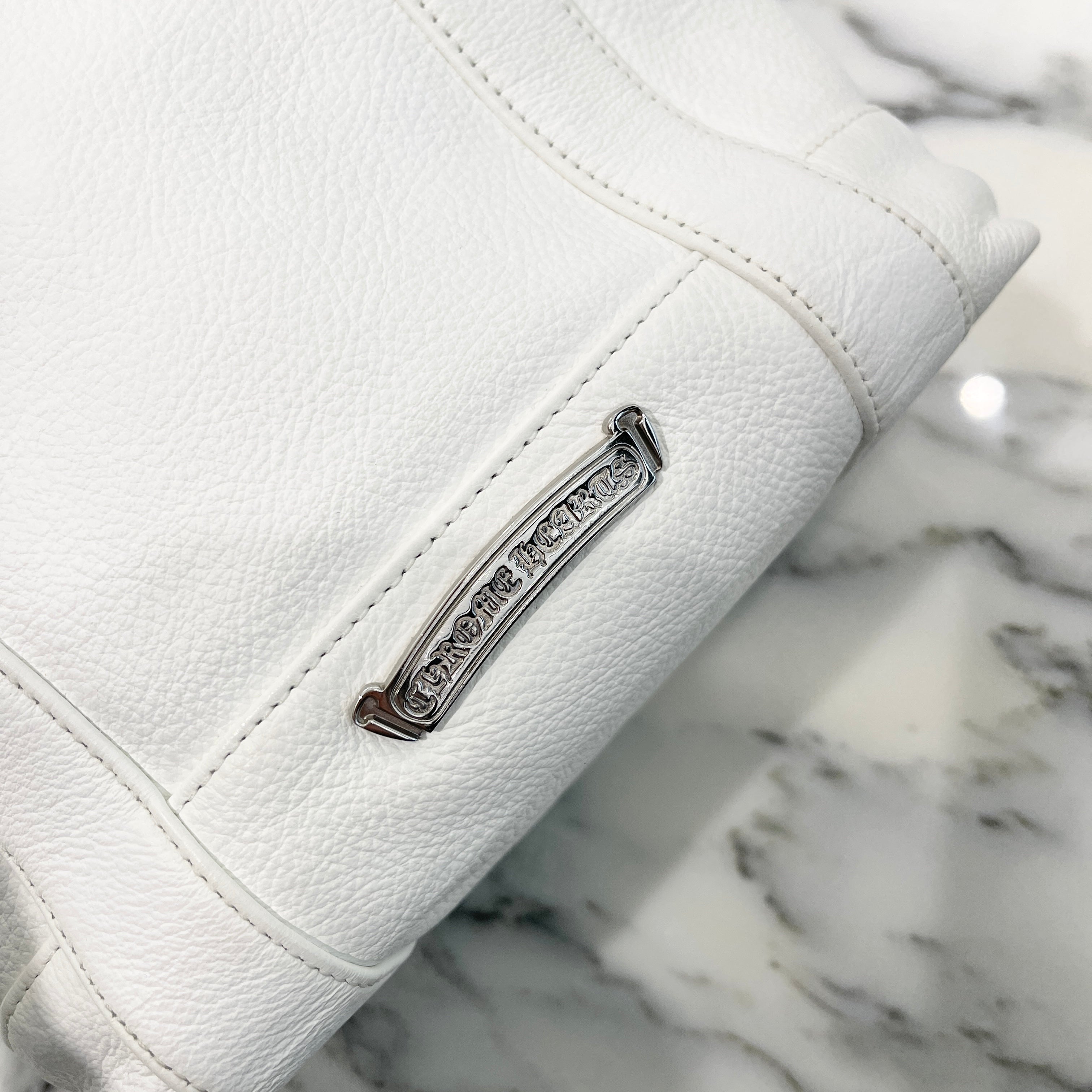 CHROME HEARTS 3 Cemetery Cross Patch Leather Tote Mini Bag クロム