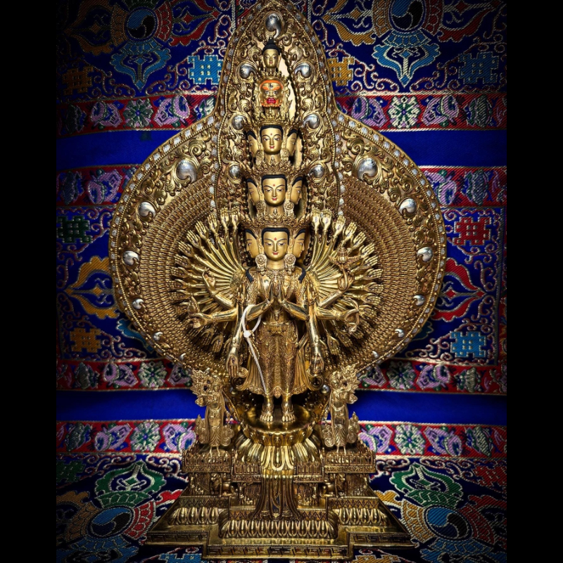 西藏訂製純銅精工裝臟圓滿千手千眼觀世音菩薩殊勝莊嚴佛像-藏傳摩尼寶