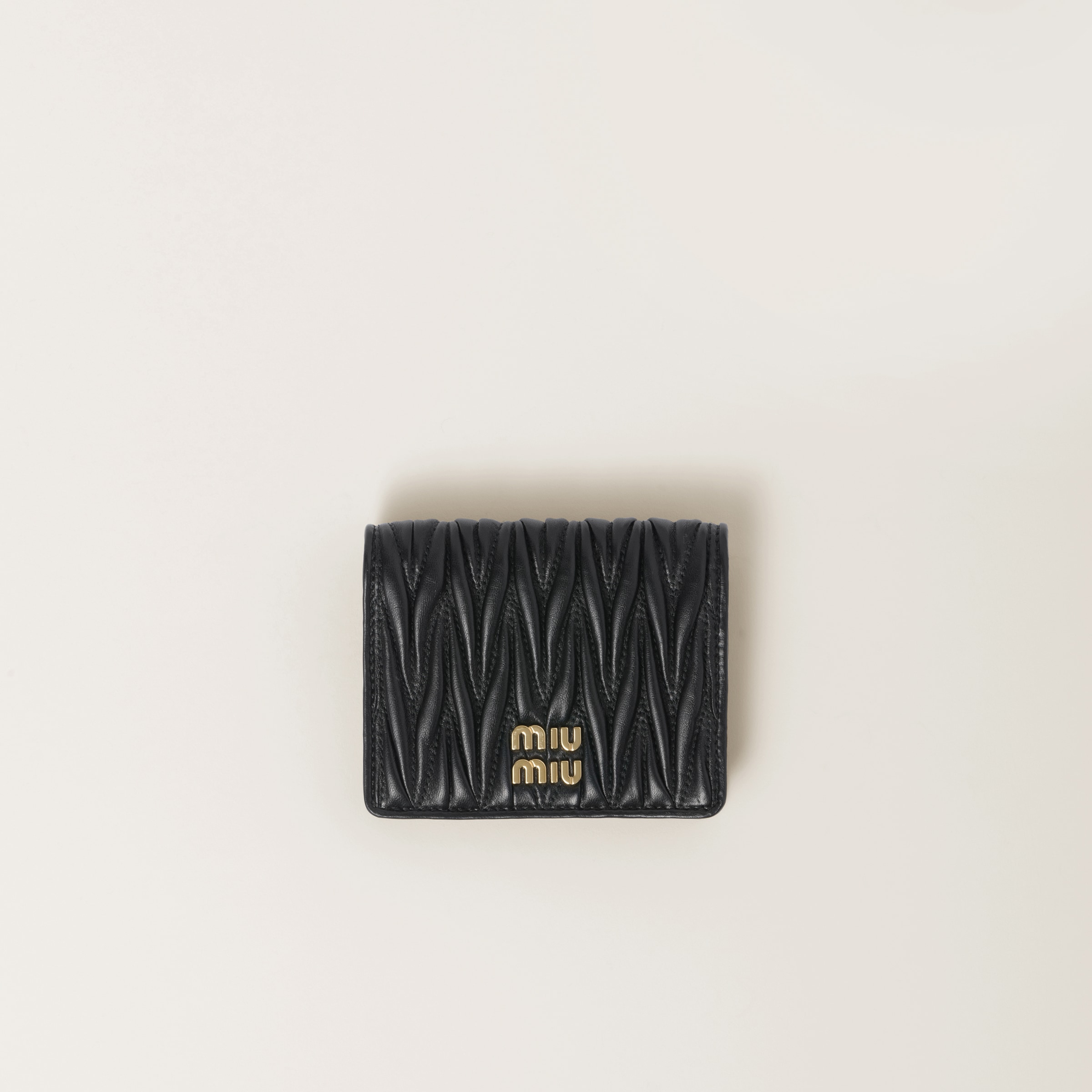 Black Small Matelassé Nappa Leather Wallet | Miu Miu