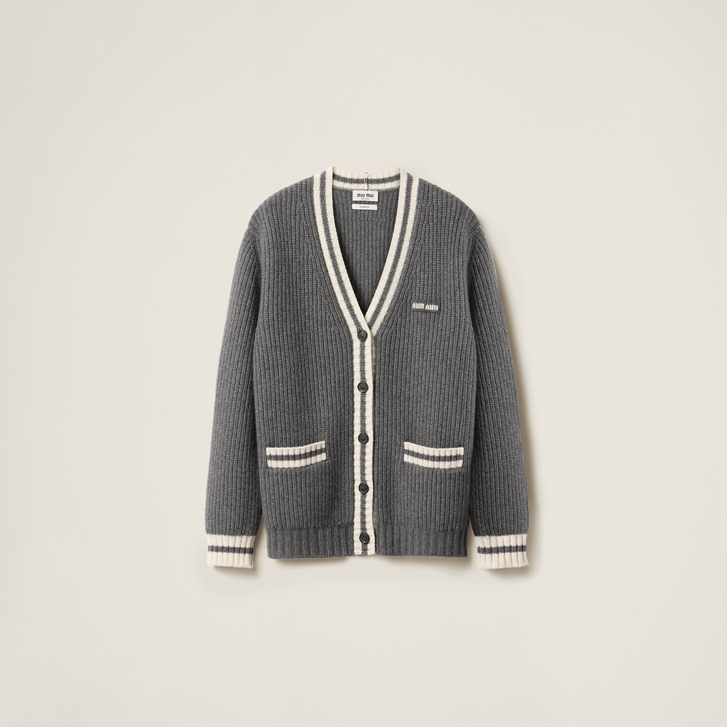 Sky Blue Cashmere Knit Cardigan | Miu Miu