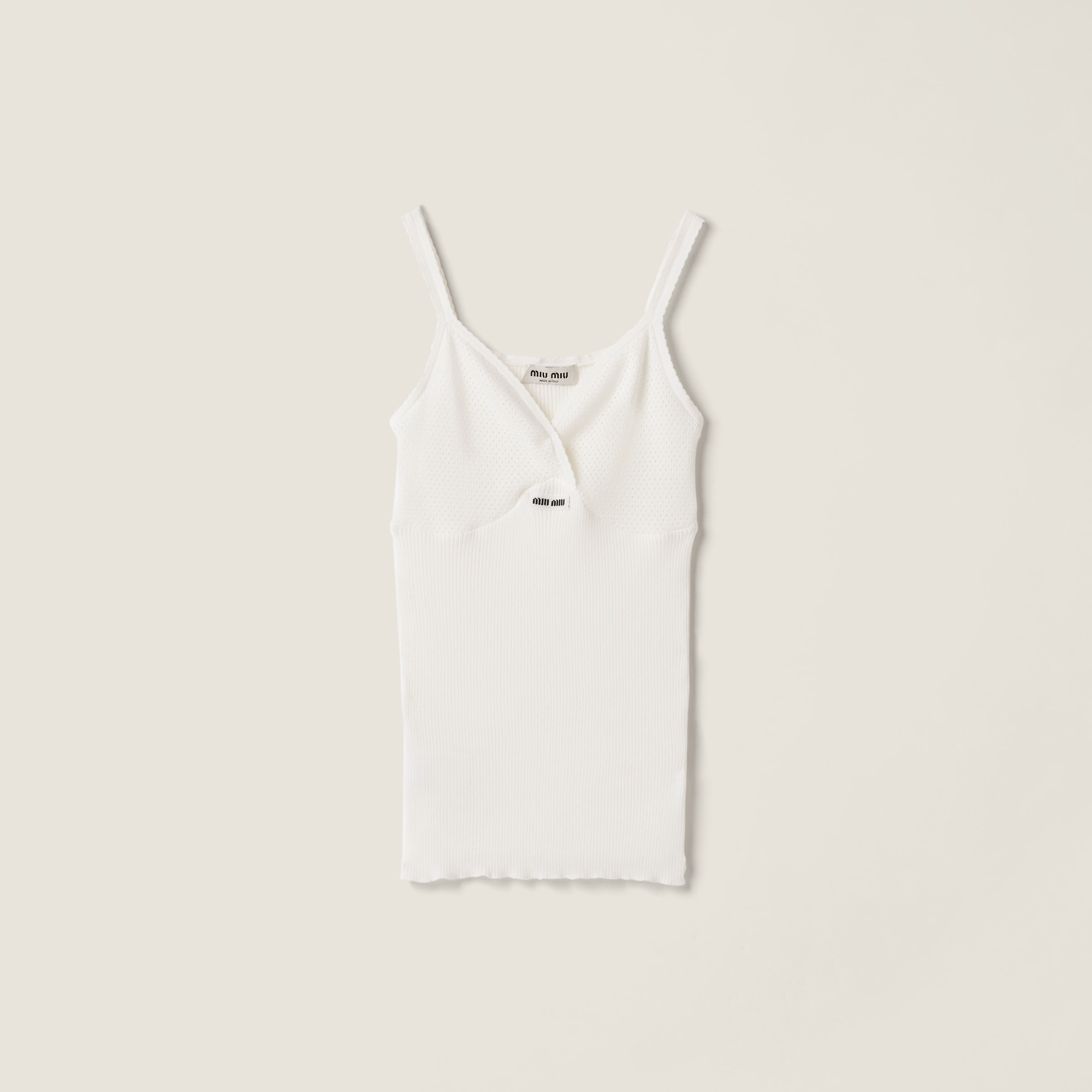 White Cotton Knit Tank Top | Miu Miu