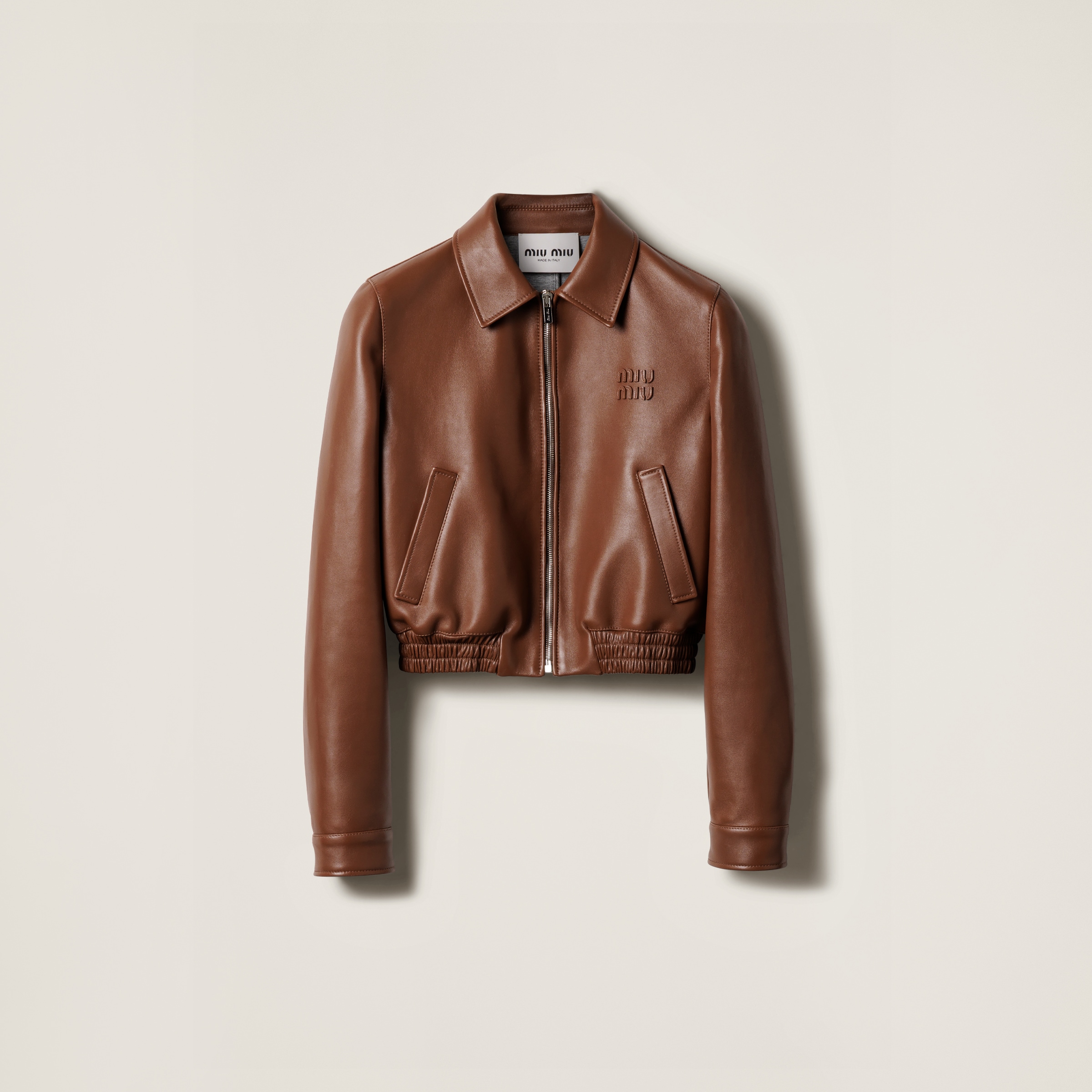 Sand/coffee Nappa Leather Jacket | Miu Miu