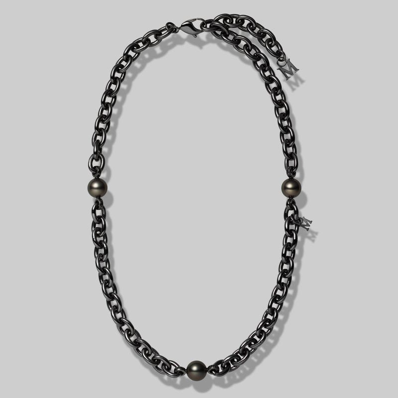 Passionoir Black South Sea Cultured Pearl Necklace with Diamond