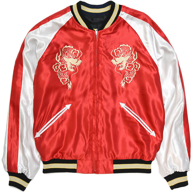 東洋スカジャン「DRAGON HEAD×JAPAN MAP」リバーシブルアセテート