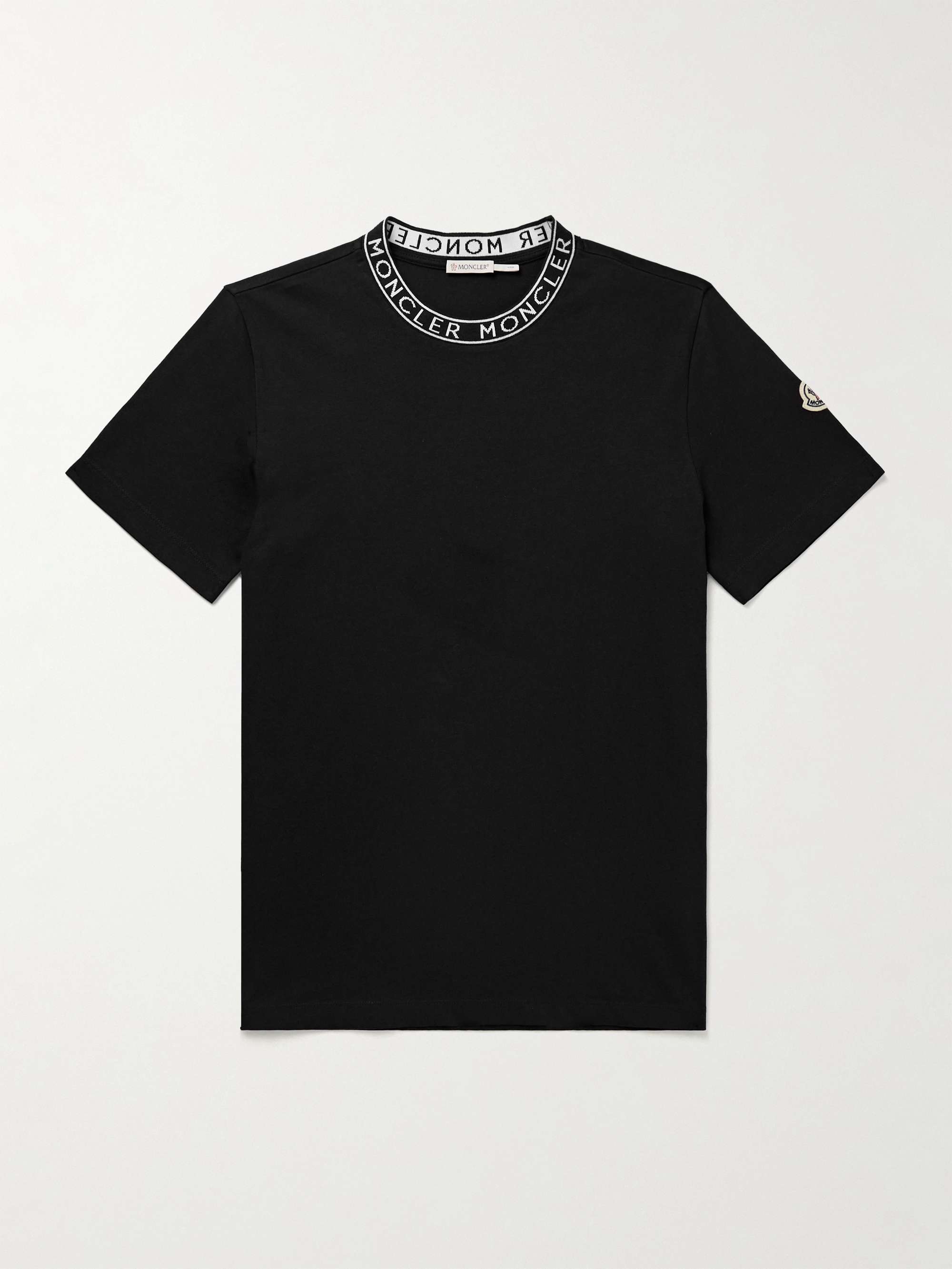 MONCLER Logo-Appliquéd Shell-Trimmed Cotton-Jersey T-Shirt for Men