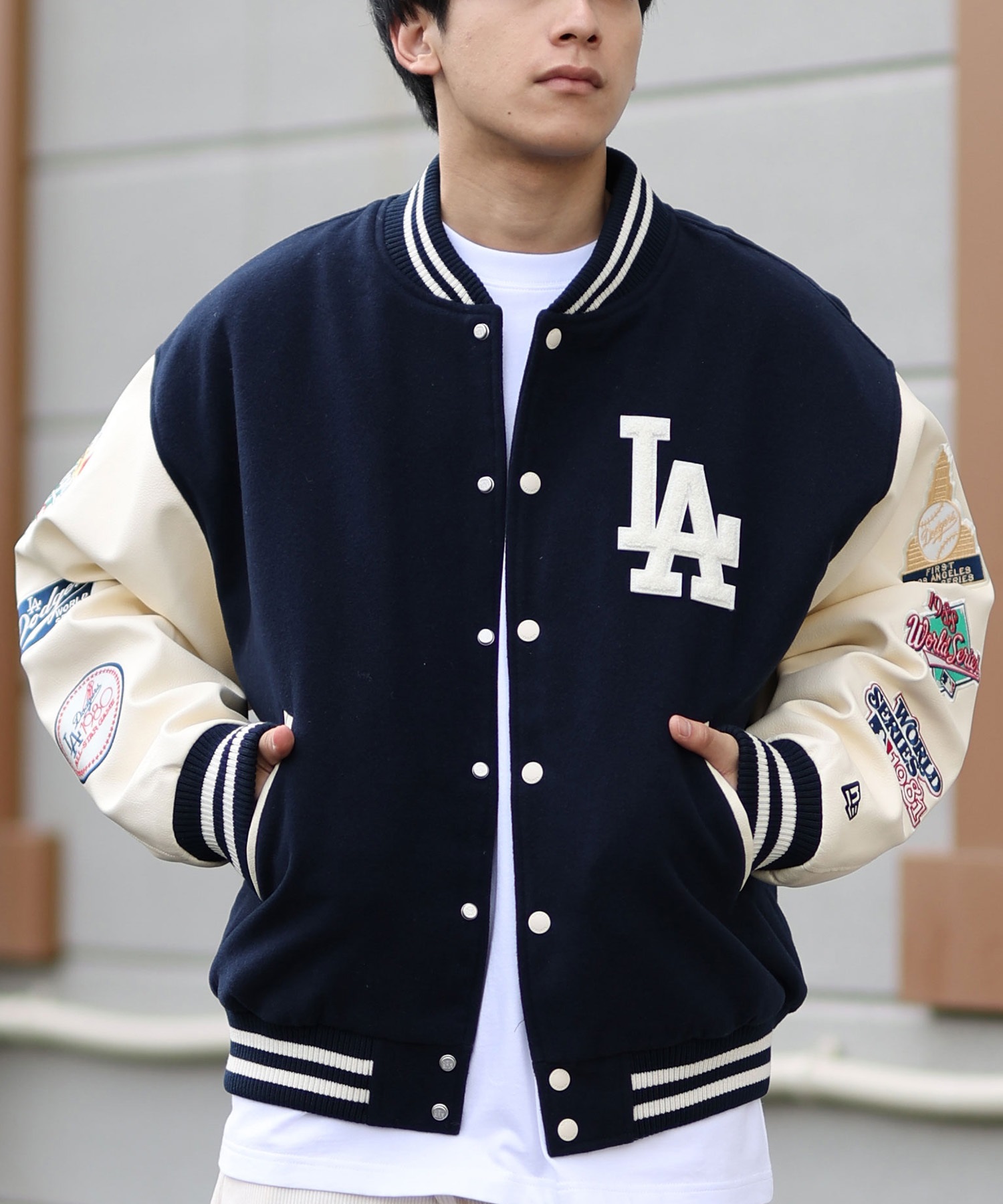 NEW ERA ニューエラ アウター スタジャン メンズ MLB パッチ ヴァー