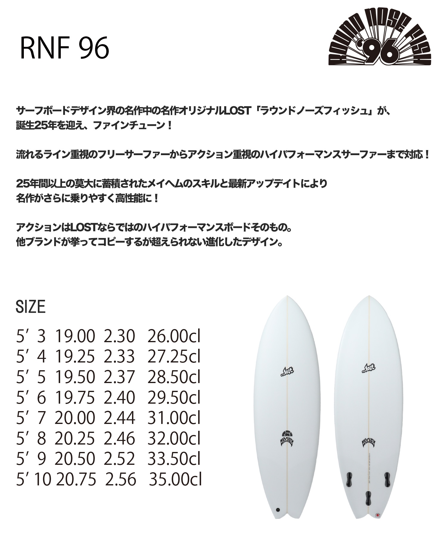 LOST ロスト RNF96 ラウンドノーズフィッシュ96 サーフボード PU