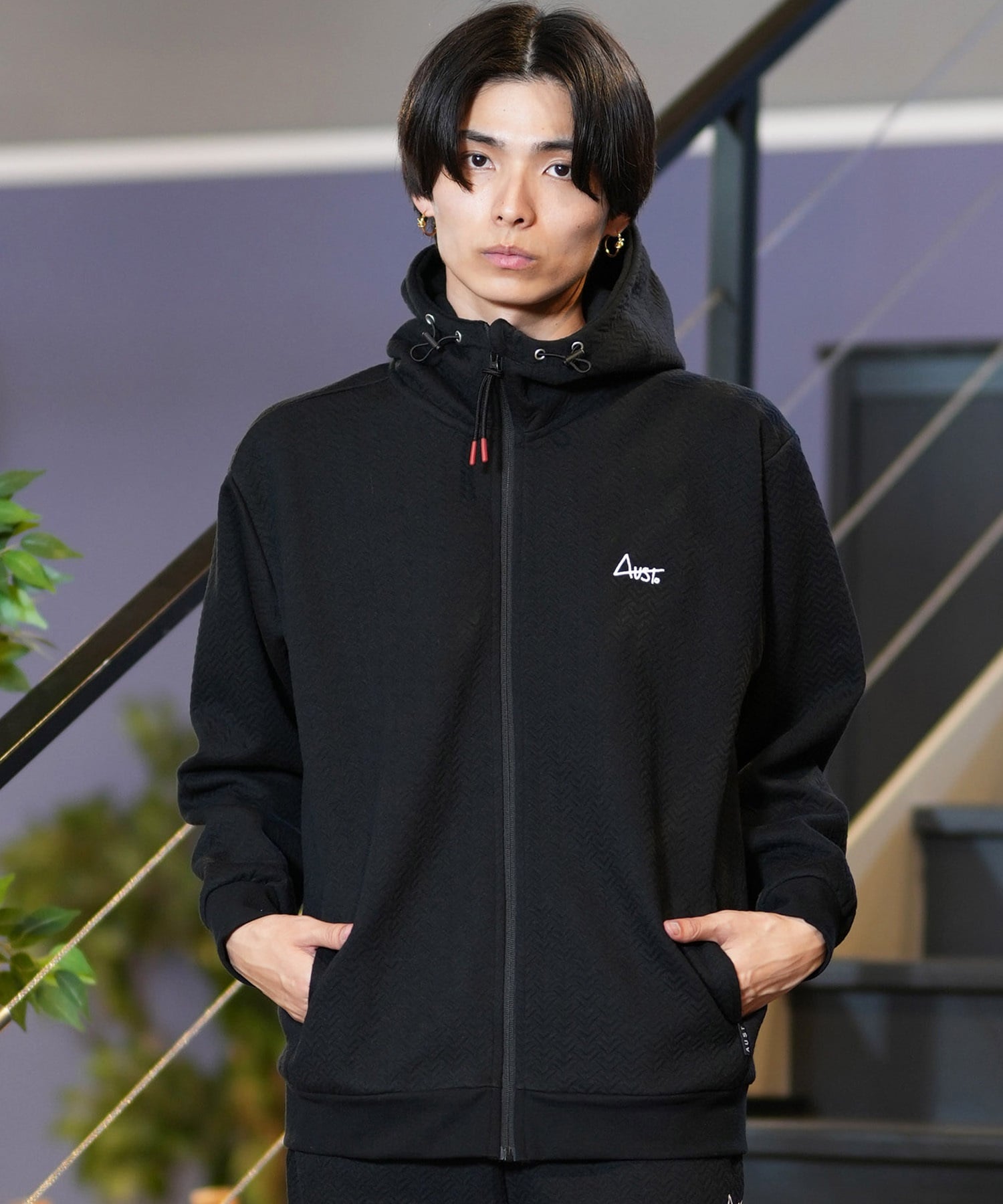 AUST オースト メンズ パーカー ボンディングZIPパーカー ジップアップ