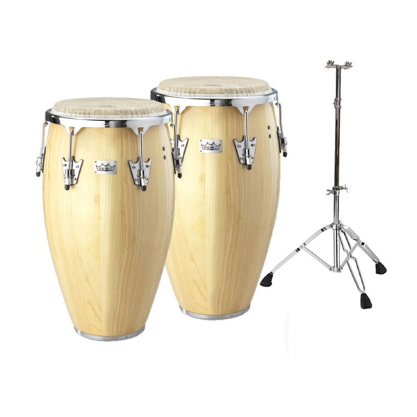 Remo Crown Percussion 10″ x 11″in Conga Set with Stand CR-P110-00