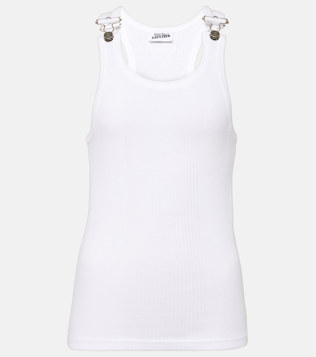 Ribbed-knit cotton jersey tank top in white - Jean Paul Gaultier