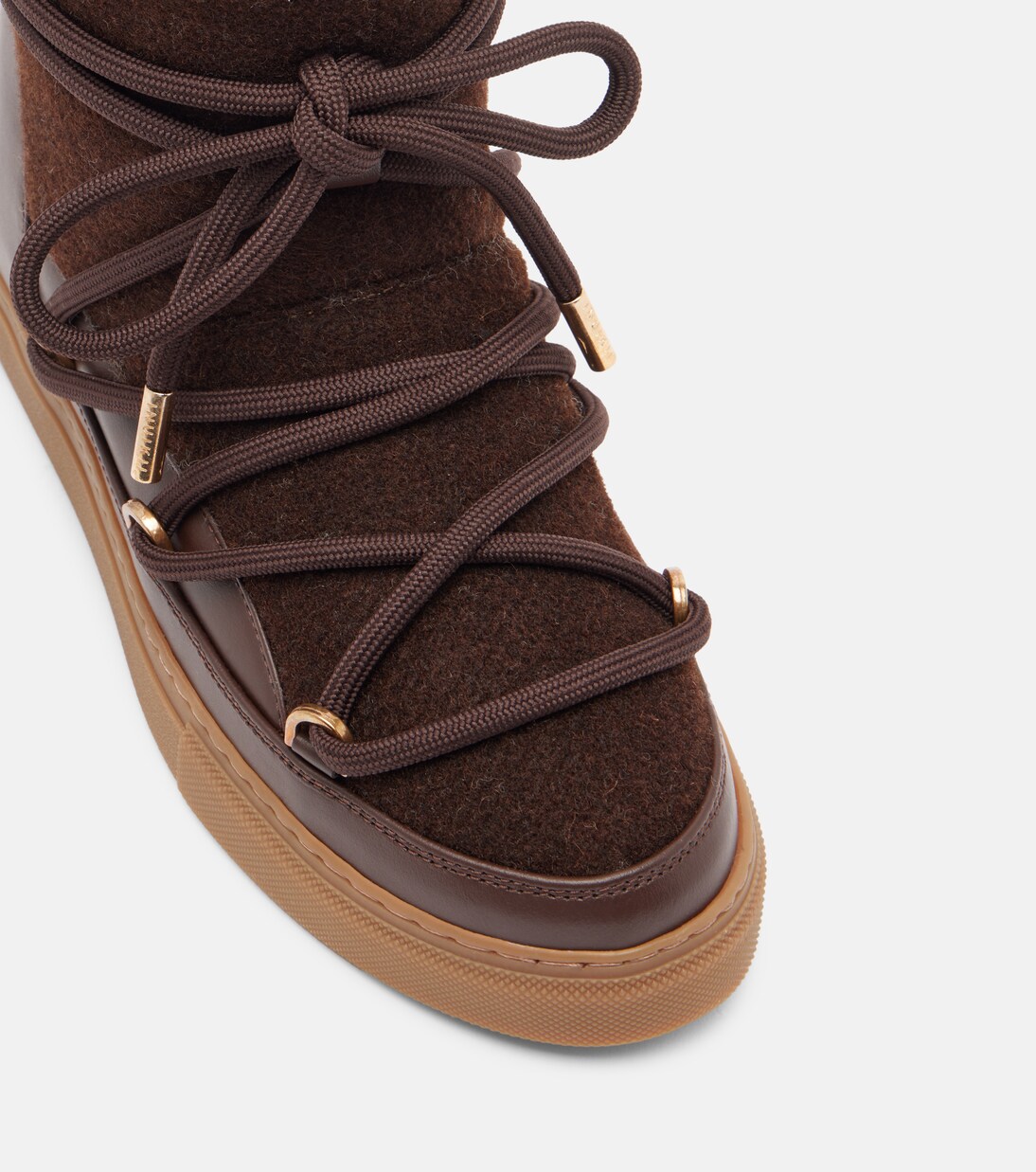 Felt Wedge leather-trimmed snow boots in brown - Inuikii | Mytheresa