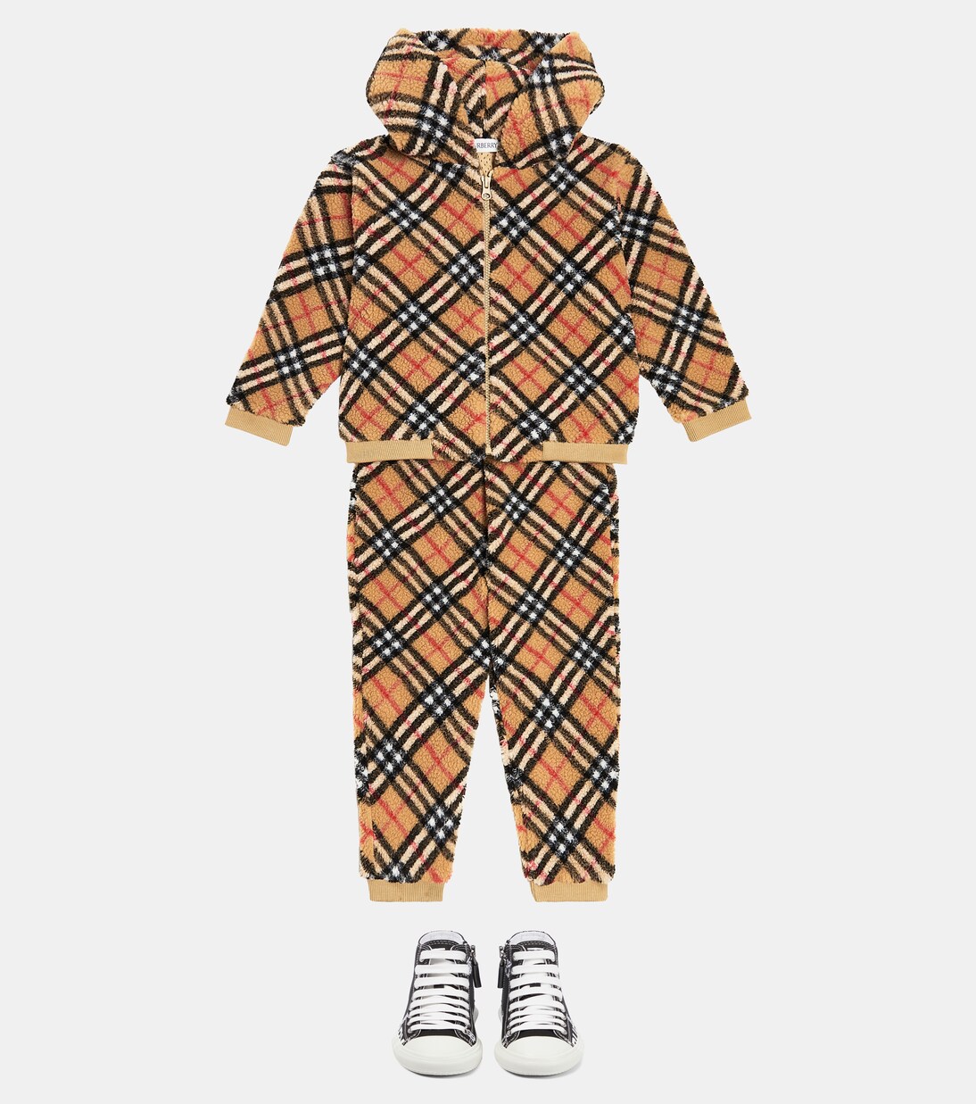 Burberry Check fleece sweatpants in beige - Burberry Kids | Mytheresa