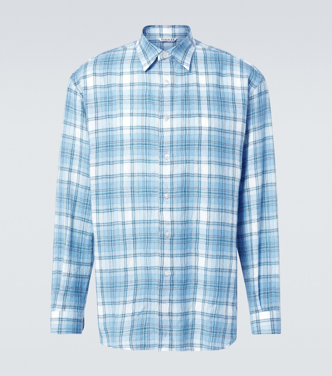Airy checked wool shirt in blue - Auralee | Mytheresa