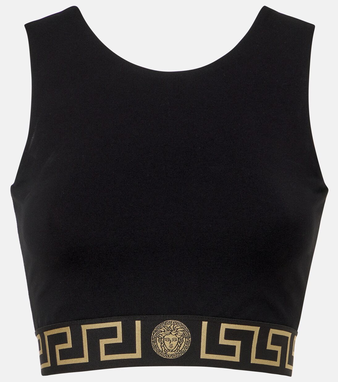 Greca Border cropped tank top in black - Versace | Mytheresa