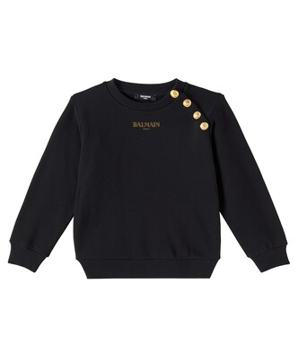 Logo cotton jersey sweatshirt in black - Balmain Kids | Mytheresa