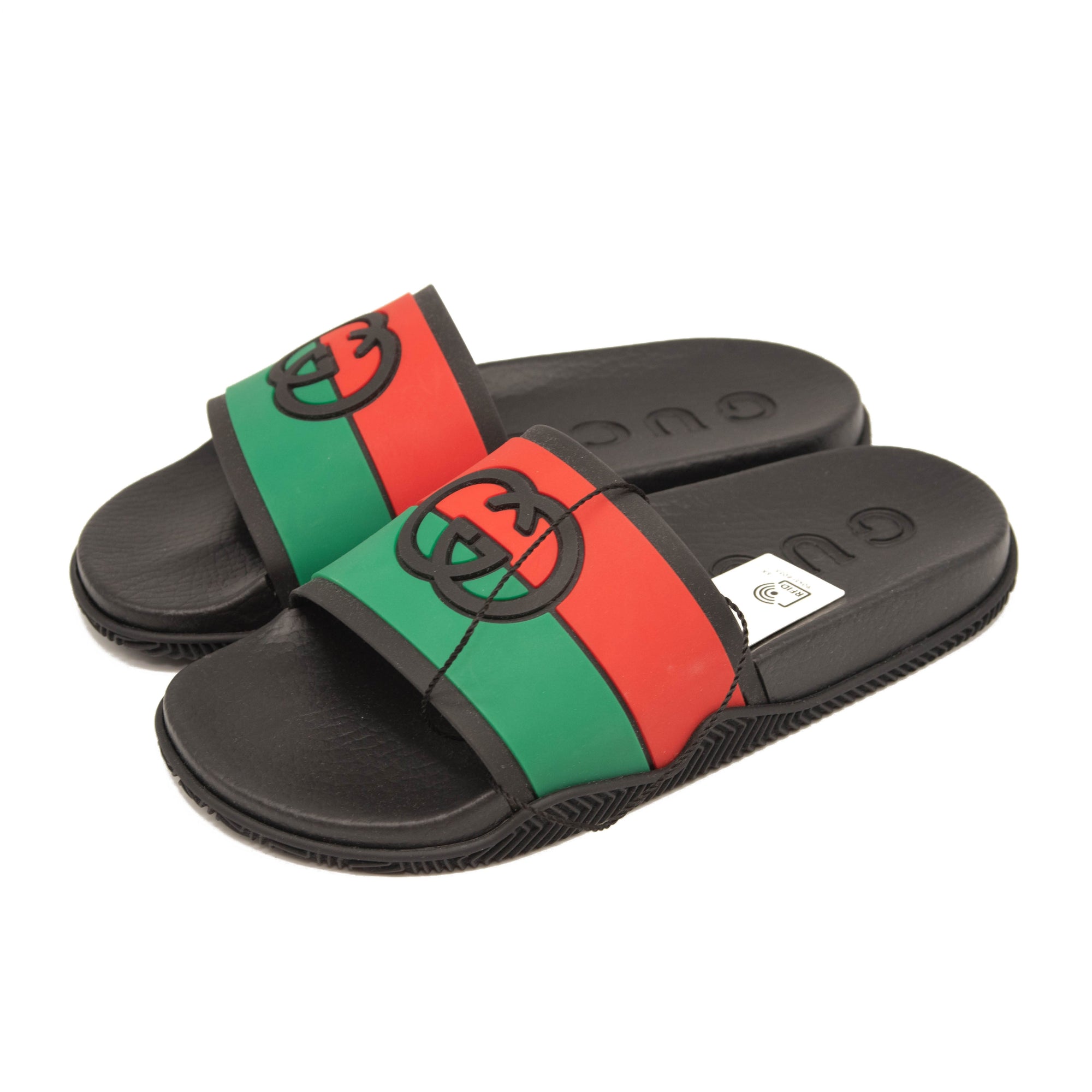 NEW Gucci Pursuit GG Logo Slide Sandal (Women) EU 42 Black Green