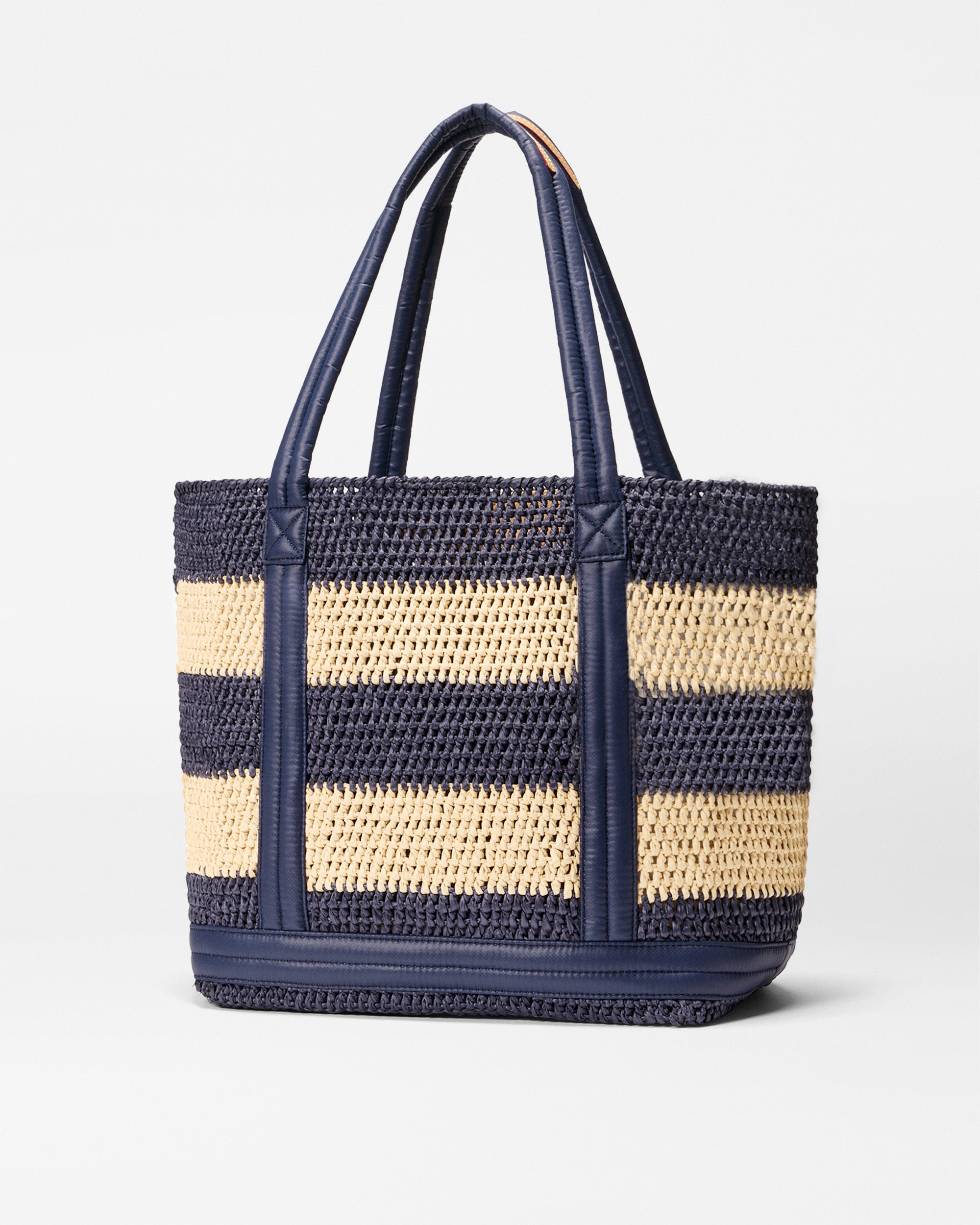 Navy/Natural Stripe Crochet Medium Crochet Tote