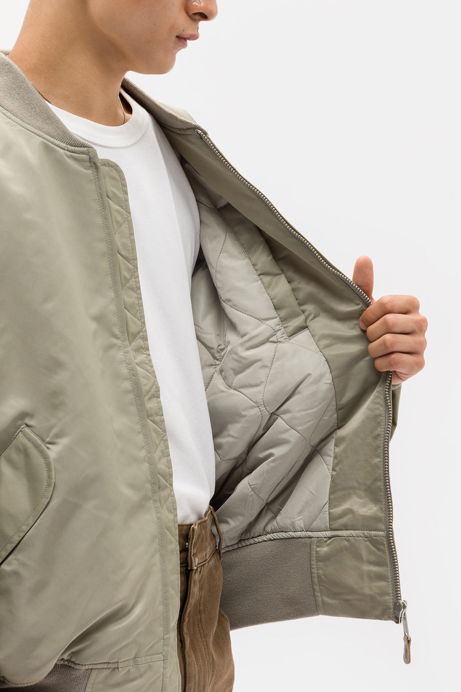 Entire Studios Broad Bomber Jacket in Light Olive