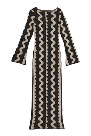 Jacquard Knitted Maxi Dress Multicolor | NA-KD
