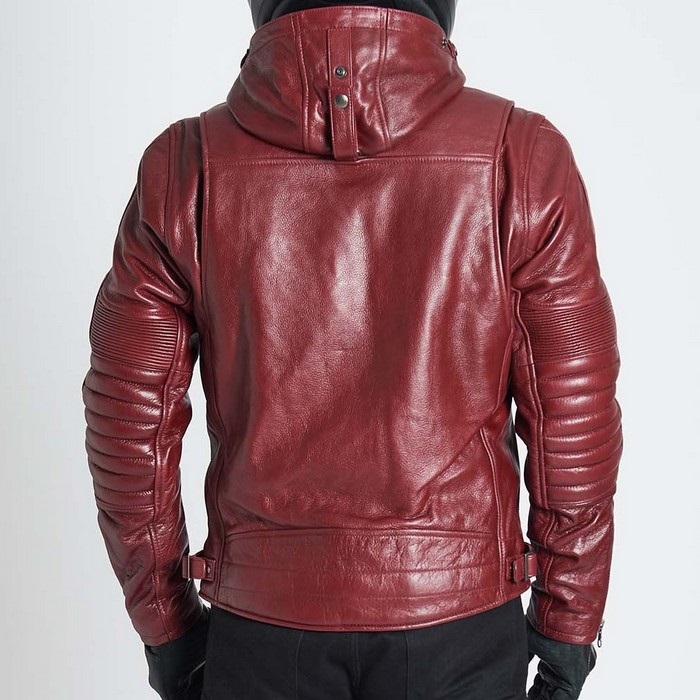 1184 MR-LOADED フーデッドレザーライダースジャケット ワイン｜レザー