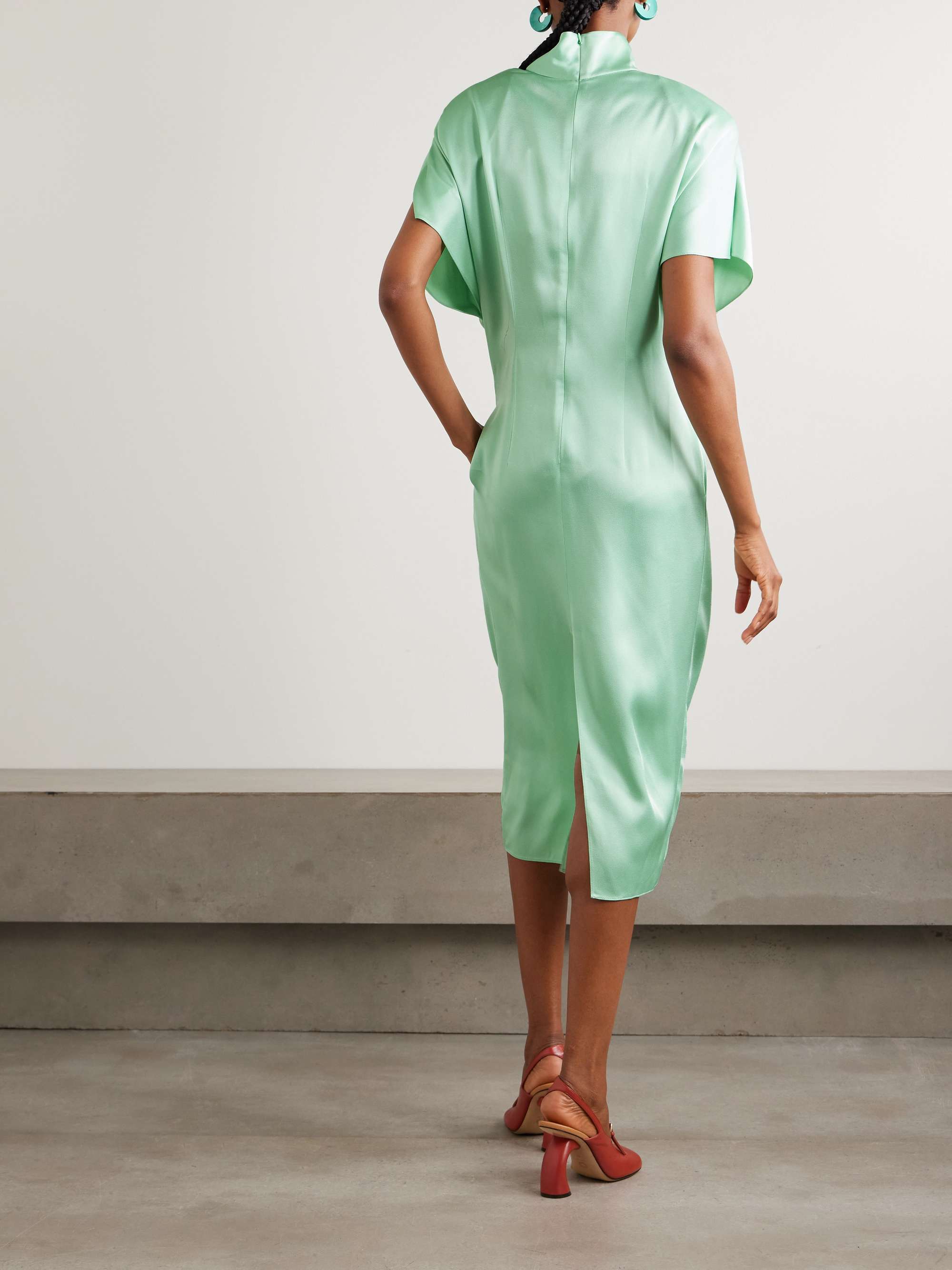 STELLA MCCARTNEY Twisted satin turtleneck dress | NET-A-PORTER