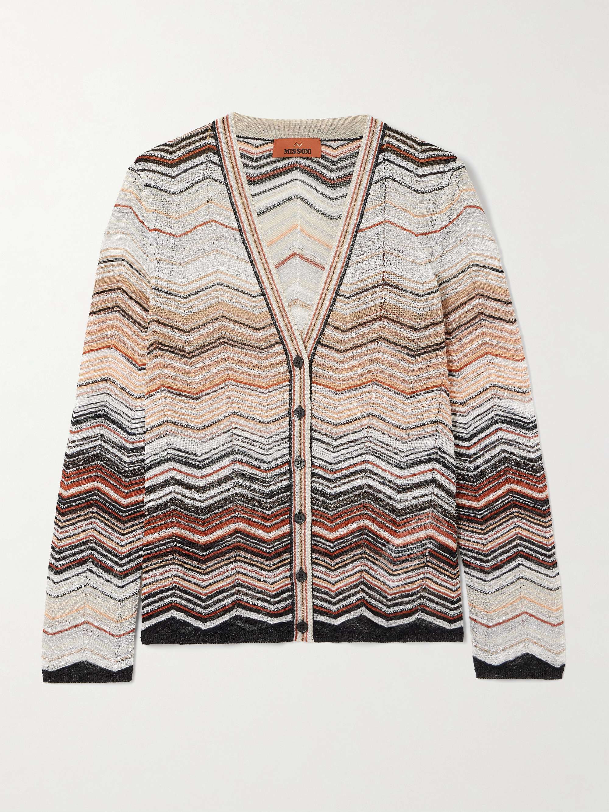 MISSONI Sequin-embellished metallic crochet-knit cardigan | NET-A