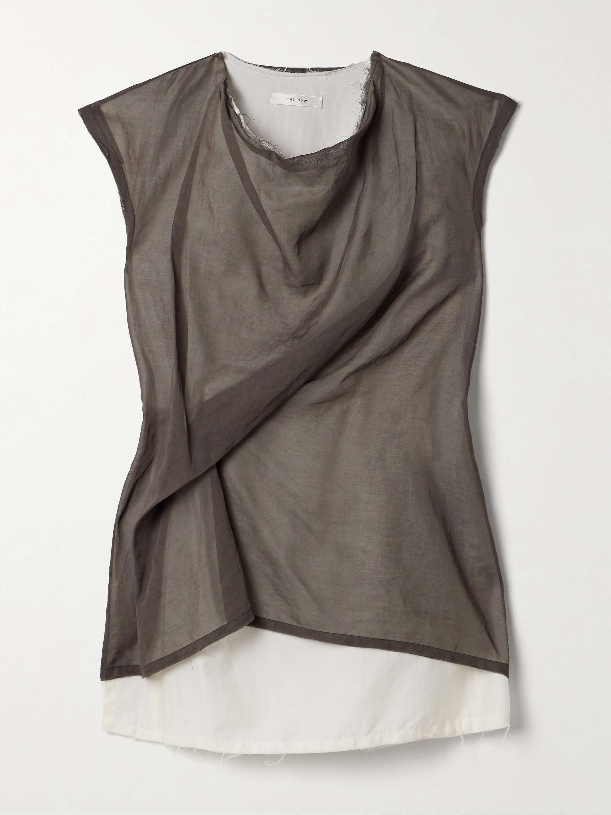 THE ROW Inawa frayed layered draped cotton-voile tank | NET-A-PORTER