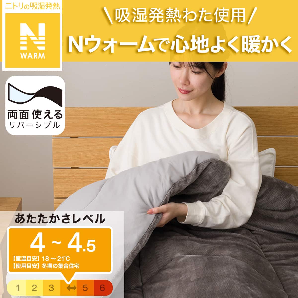 カバーのいらない両面掛ふとん シングル(Nウォーム GY K2526 S