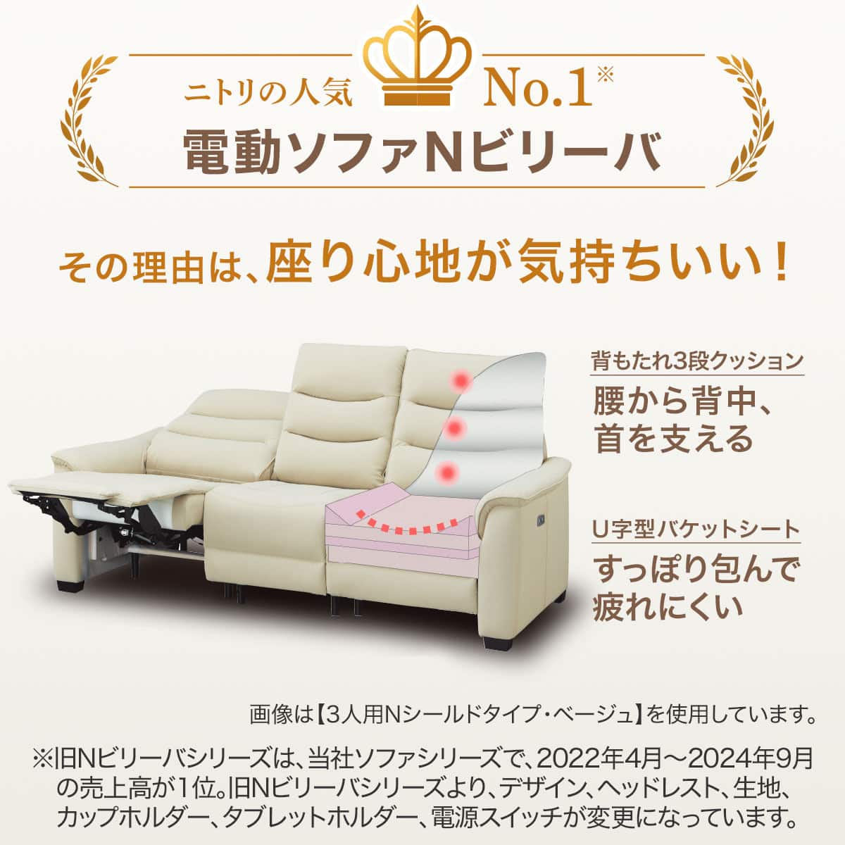 2人掛け電動リクライニングソファ 本革(一部合成皮革)タイプ (N