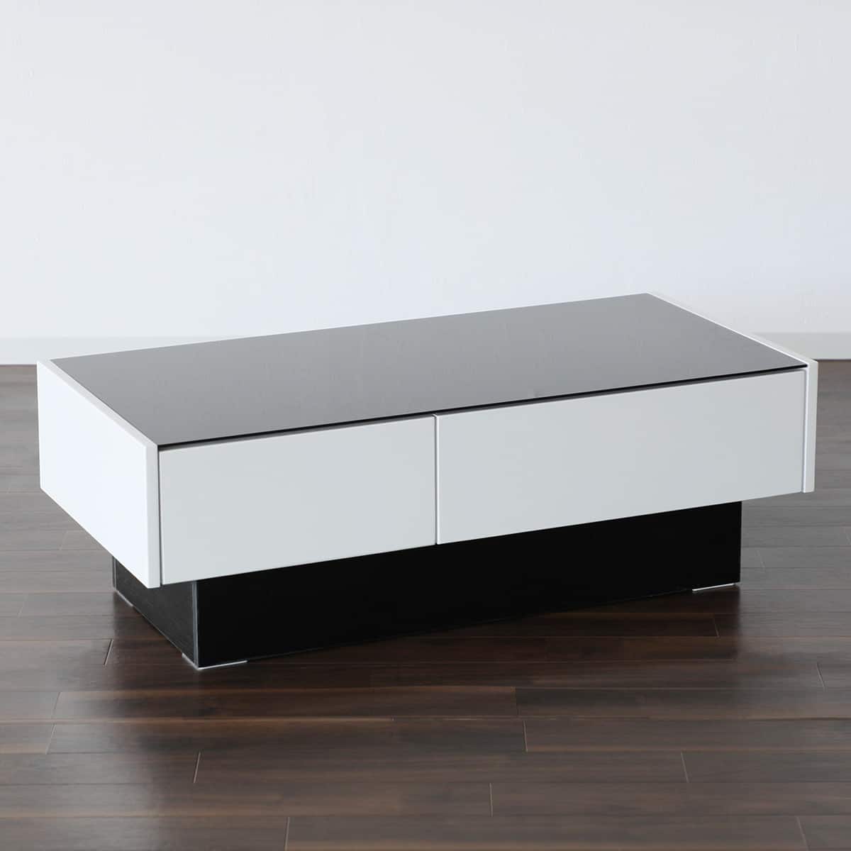 ガラス天板センターテーブル 引き出し付き (エナメル塗装 WH) | ニトリ