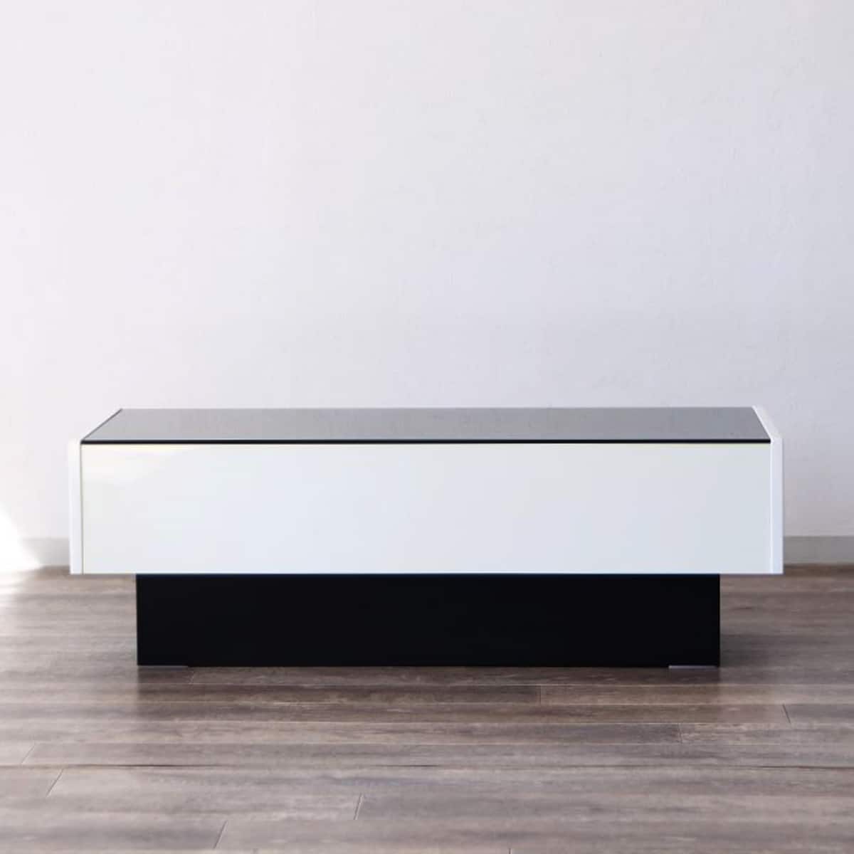 ガラス天板センターテーブル 引き出し付き (エナメル塗装 WH) | ニトリ