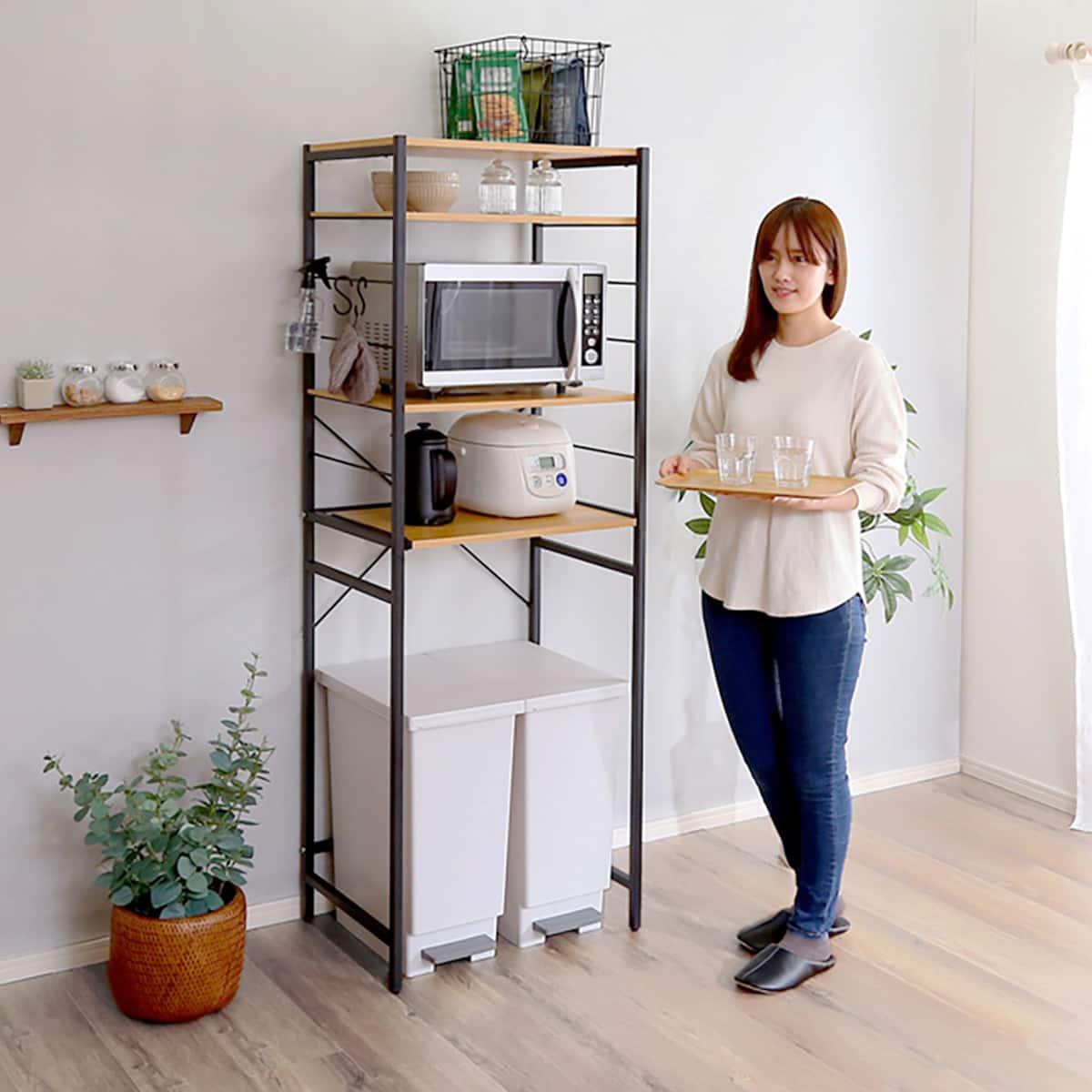 ヴィンテージテイストのゴミ箱上レンジラック (NA) | ニトリネット