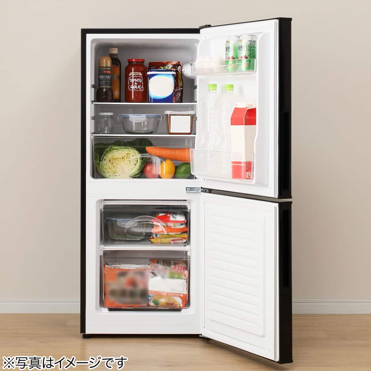 106L 2ドア冷蔵庫 Nグラシア BK(リサイクル回収なし) | ニトリネット