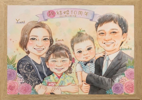 結婚記念日の似顔絵なら温かいタッチのにがおえKITCHENへ