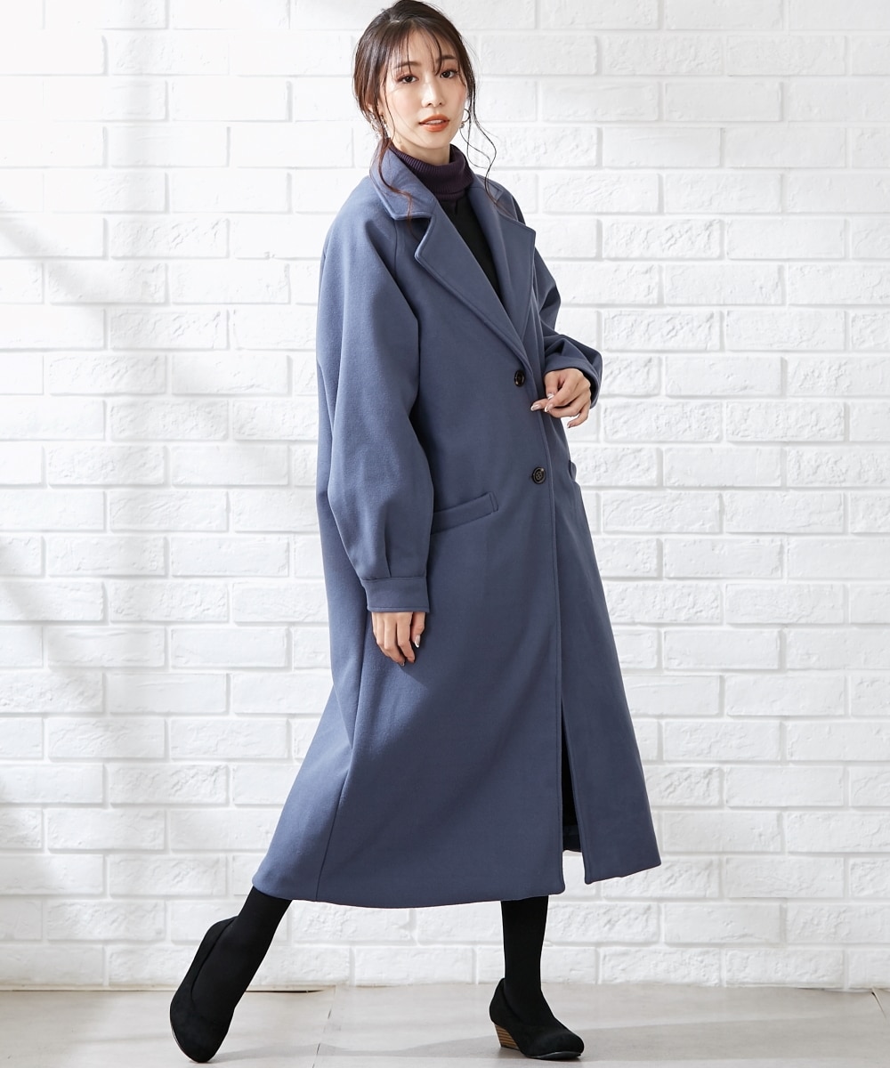 大きいサイズ ラグランボリューム袖ロングコート（OtonaSMILE） 通販