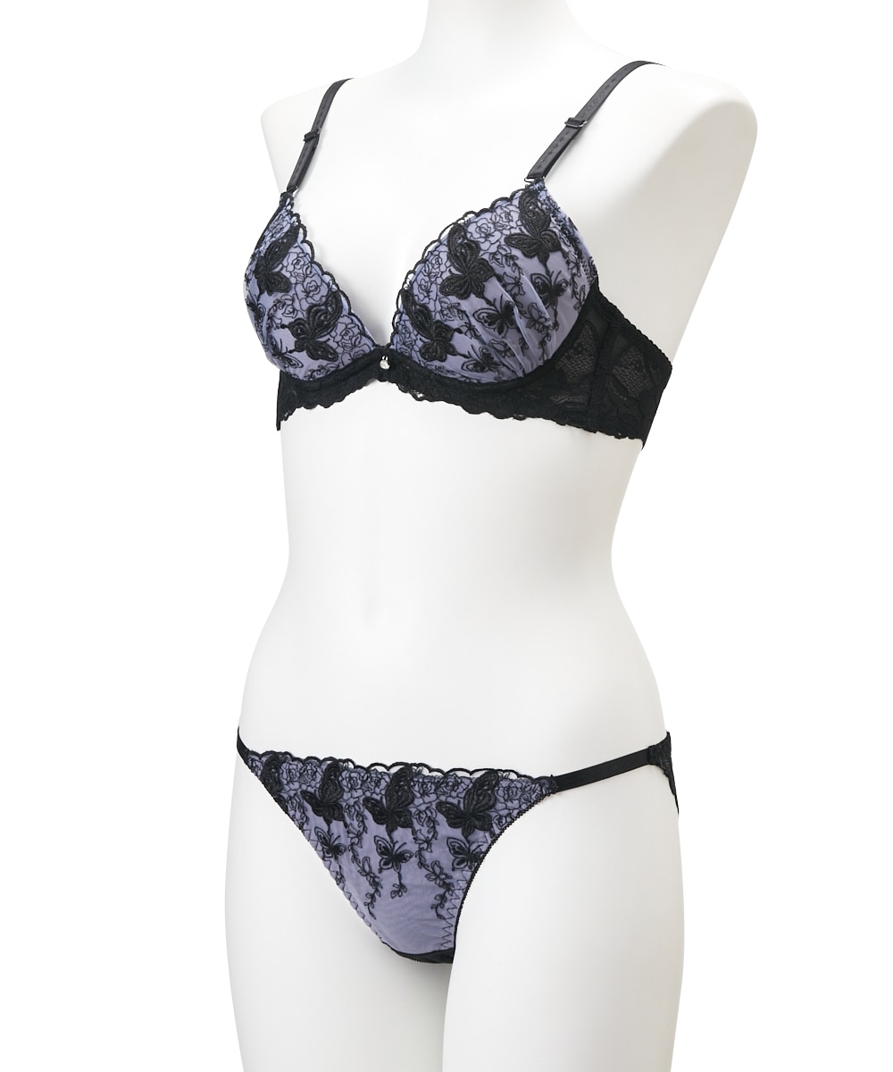 蝶柄チュールレースブラジャー・ショーツセット 通販【ニッセン】
