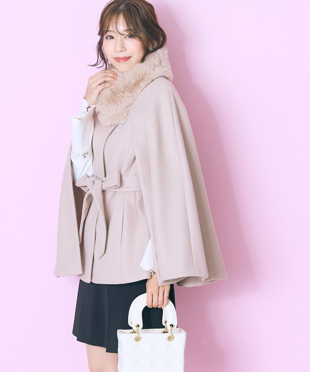 大きいサイズ＞ケープデザインコート（リボンブローチ付） marun 通販