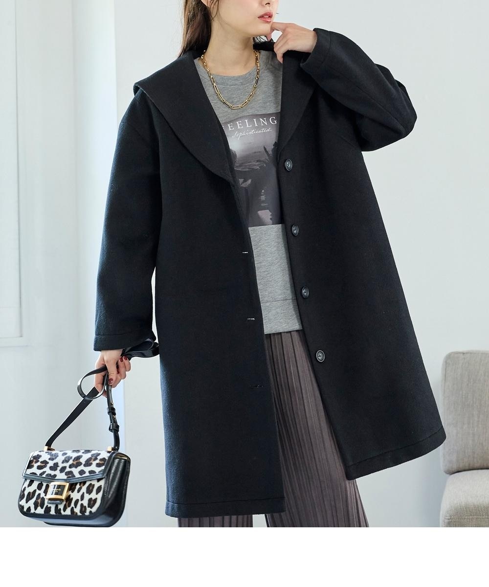 大きいサイズ 裏畔セーラーカラーハーフコート 通販【ニッセン】