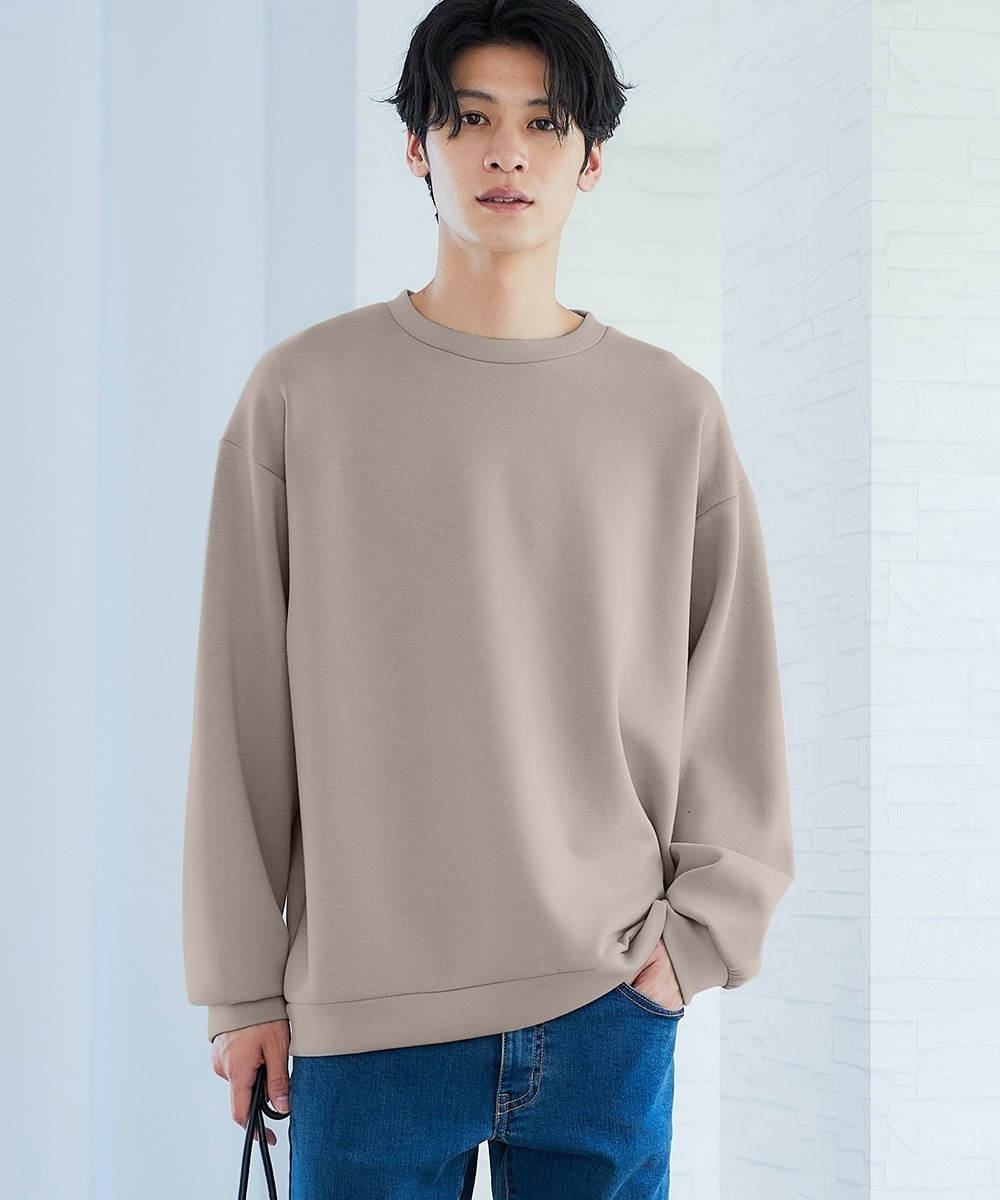 ダブルフェイスオーバーサイズクルーネックトレーナー【大きいサイズ有