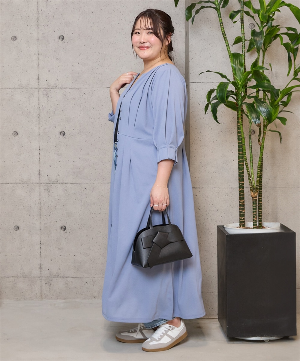 大きいサイズ<こまちさんコラボ！＞前後2WAY7分袖カットジョーゼット