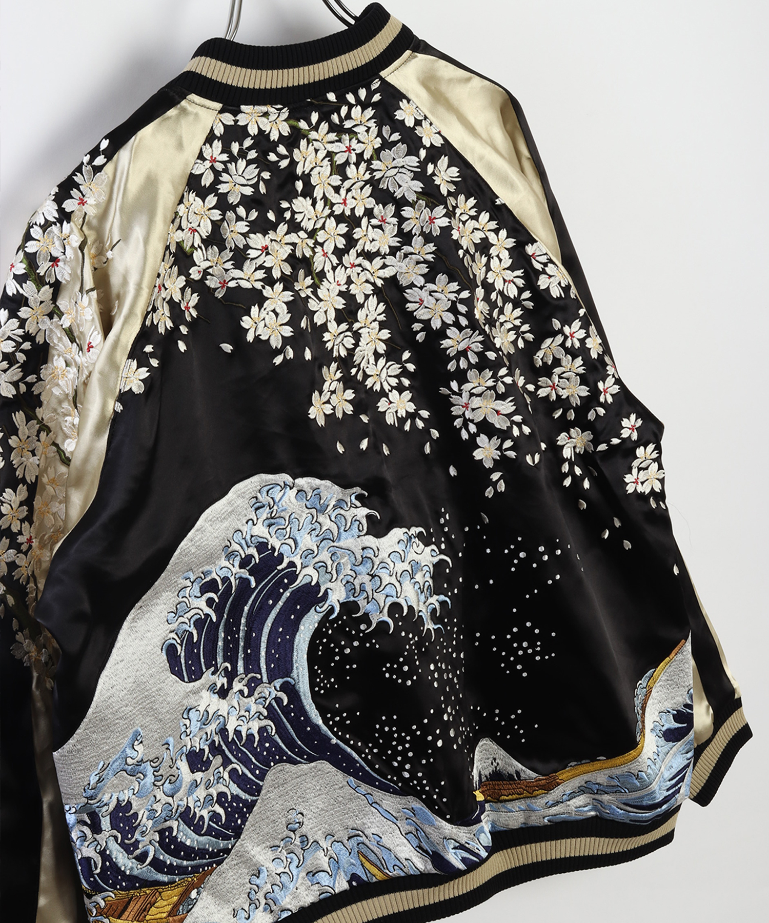 百花繚乱 和柄スカジャン (波桜) [WESTSEA] 商品詳細