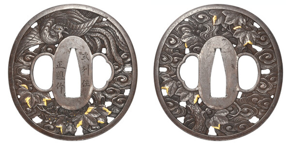 鍔 銘 武州住正親作 桐樹鳳凰透鍔 (TU-050625)｜刀・日本刀の販売なら