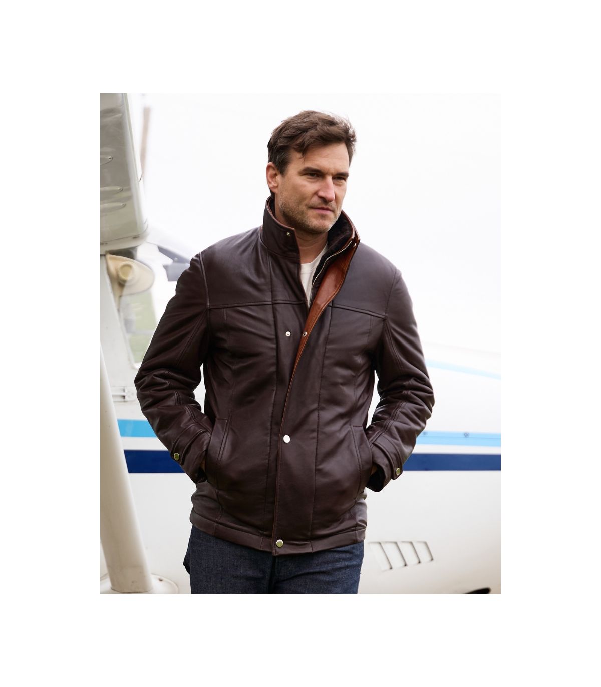 Two-toned Brown Sheepskin Leather Jacket : SheepskinTown.com