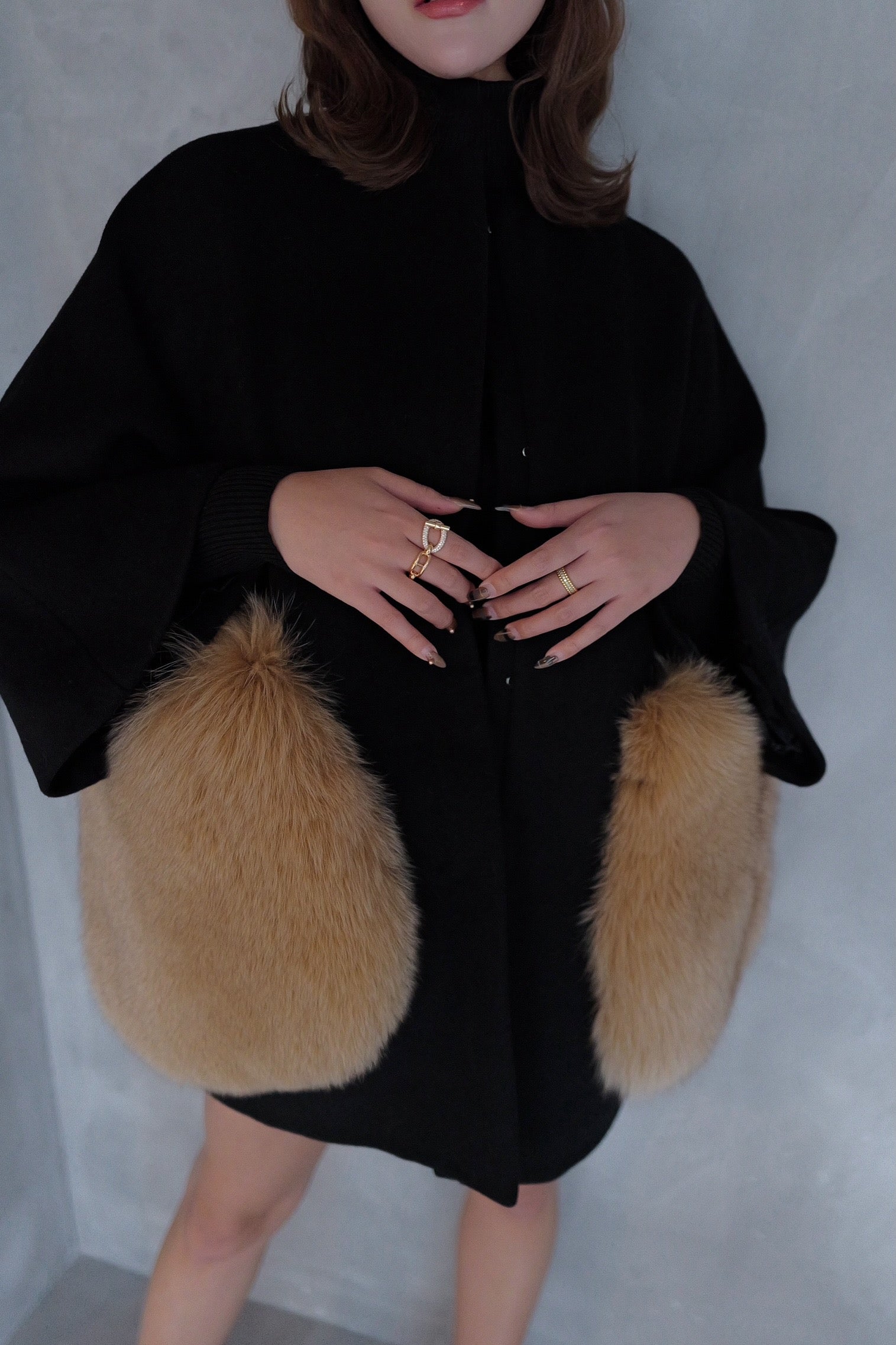 pocket fur cocoon coat – shéller / シェリエ